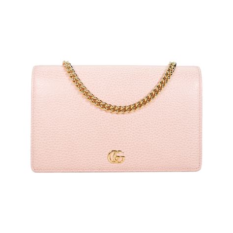 gucci Interlocking G Wallet On Chain pink Leather Pony